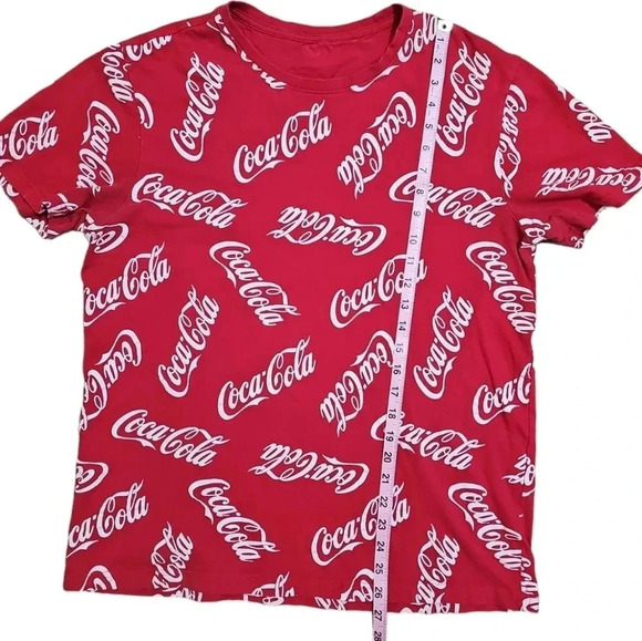 Coca Cola Large Red White All Over Print Logo T Shirt 90s Y2K Retro Graphic Tee - Picture 5 of 5